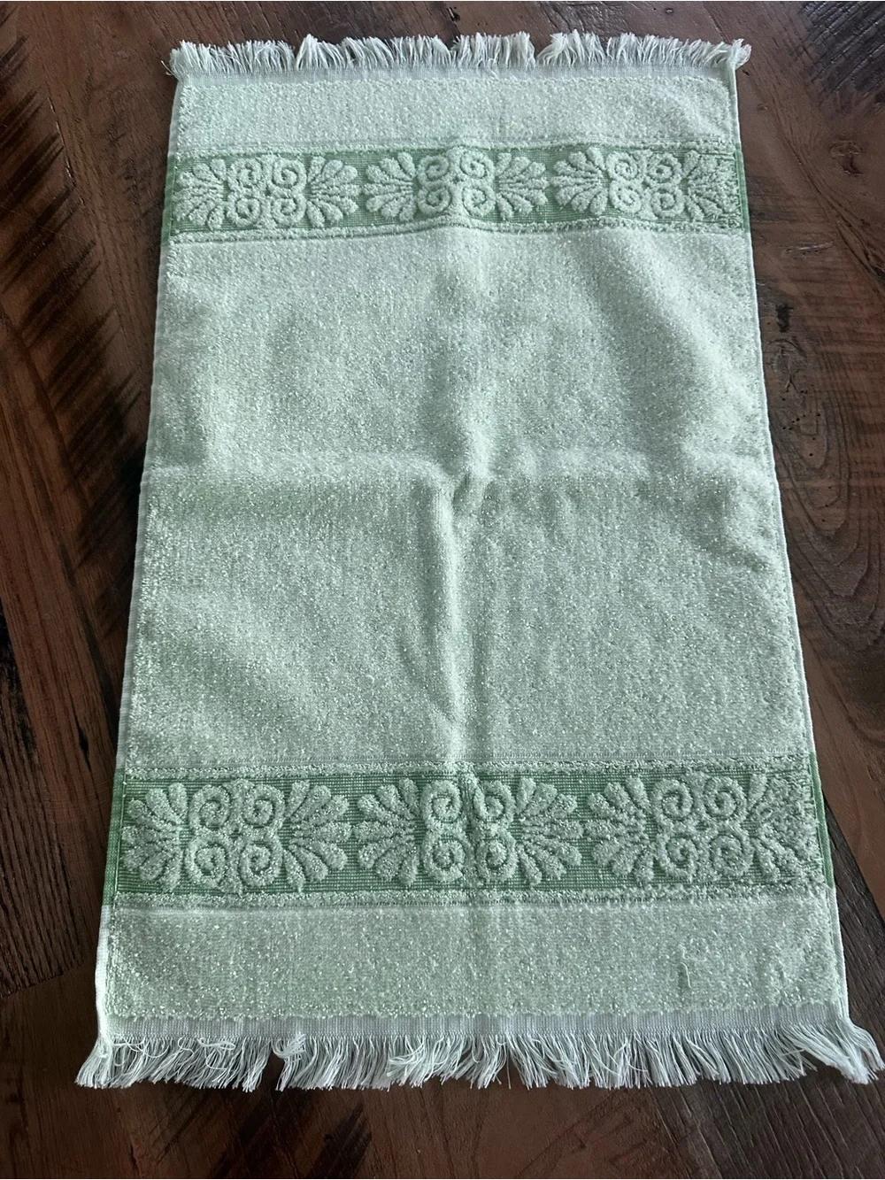 Cannon Monticello Bath hand towel Wash Cloth Lime Green Fringe Sculpted Vtg MCM